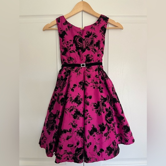 JONA MICHELLE Girls Floral Hot Pink and Black Formal Dress - Picture 1 of 12